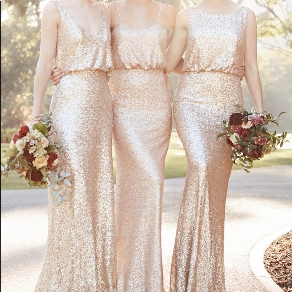 Sorella Vita | Rose Gold Sequin Gown | Size 6 - Picture 3 of 10